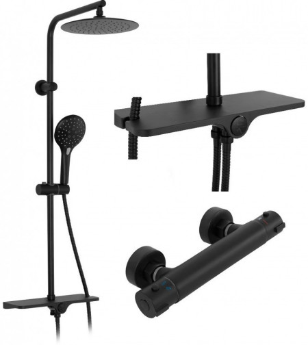 Set de dus cu termostat Rea MIKE Black