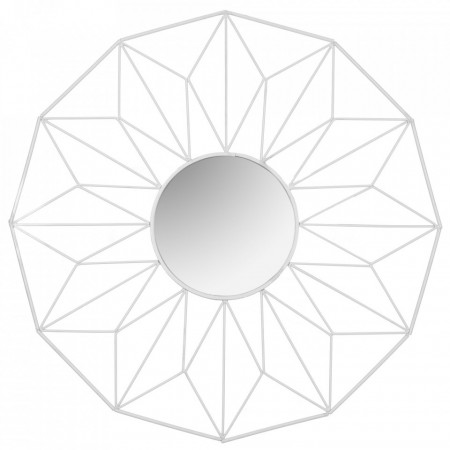 Oglindă geometrică cu 12 fețe albă 58 cm