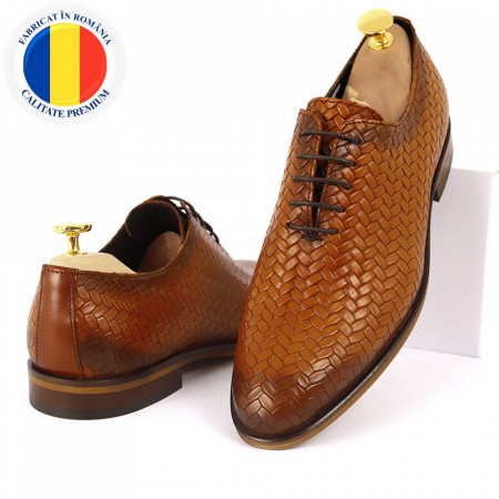 Pantofi din piele naturală pentru bărbați cod 2012 Maro deschis