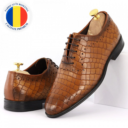 Pantofi din piele naturală pentru bărbați cod 9133 Maro