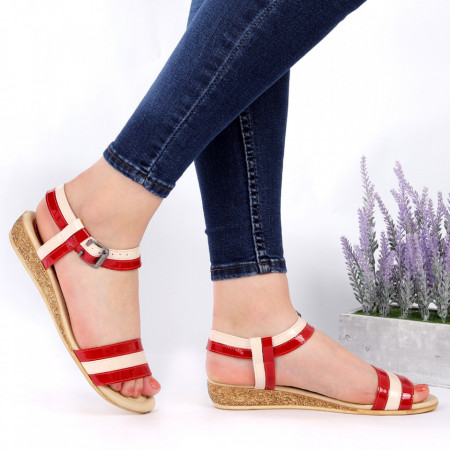 Sandale pentru dame din piele naturală cod 9902 Red