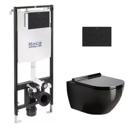 VAS WC NEGRU CU CADRU ROCA