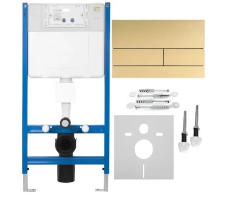 Cadru WC încastrat Rea cu buton T Brush Gold