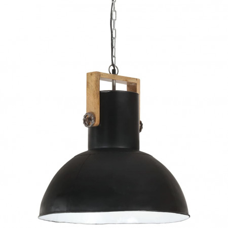 Lampă suspendată industrială, 25 W negru 52 cm mango E27 rotund