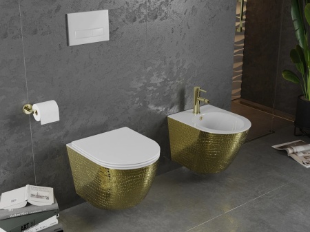 Set vas WC + Bideu FLSK White/Gold scaly