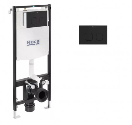 Cadru WC cu buton ROCA negru mat, 114 cm x 45 cm