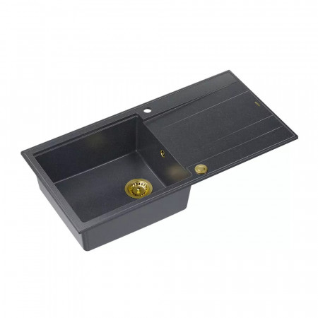 Chiuveta compozit incastrata Quadron Unique Evan 146 XL negru diamant - auriu 100x50 cm