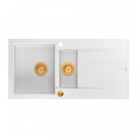 Chiuveta compozit incastrata Quadron Unique Evan 156 alb - cupru 100x50 cm
