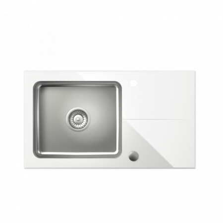HUGH 111 Steinglass alb cu dop și sifon manual