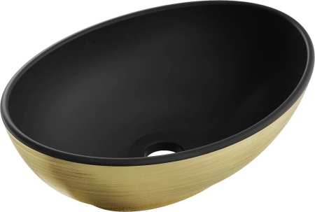 Lavoar pentru blat Elza 40 x 33 cm, Negru mat/auriu model tip linii - 21014027