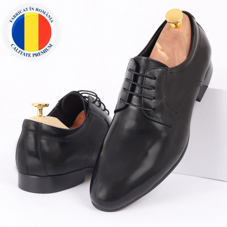 Pantofi din piele naturală negri cod 3264