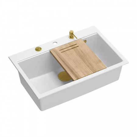 Statie de lucru incastrata Quadron Unique Marc alb - auriu 76x50 cm