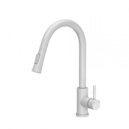 Julia Steinsteel Pull Out + Stream Change robinet mixer FOARTE ALB MAT