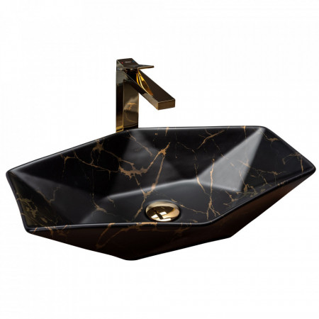 Lavoar pe blat Platinia VEGAS BLACK MARBLE MAT