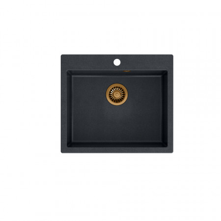 MORGAN 110 + chiuvetă cu 1 vas din nano PVD + sifon economisește spațiu culoare PVD / diamant negru / elemente din cupru