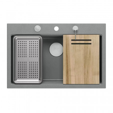 Statie de lucru incastrata Quadron Unique Marc gri - inox 76x50 cm