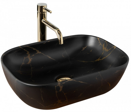 Lavoar pentru blat Platinia Belinda Black Marble Mat