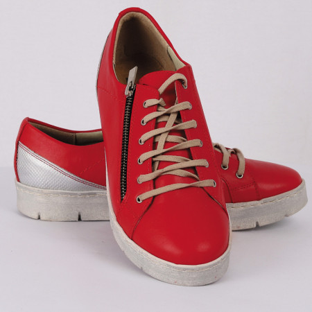 Pantofi sport din piele naturală rosu Cod 1256