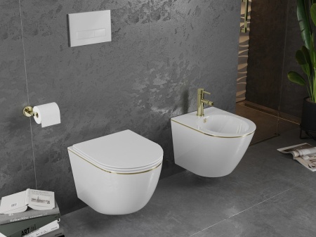 Set vas WC + Bideu FLSK White/Gold edge