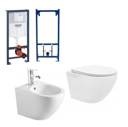 VAS DE WC ȘI BIDEU CADRU GROHE BUTON LA ALEGERE