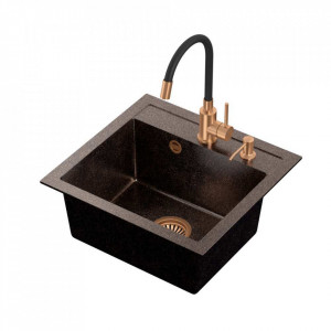 ART JOHNNY 110 Steingran Art Copper Black Pearl cu sifon manual, baterie Maggie și dozator - cupru perlat negru