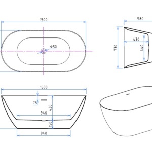 Cada freestanding 150x75 Mesa - Img 2