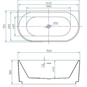 Cada freestanding lipita la perete 150x75 Veneta - Img 7