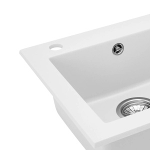 Chiuveta Bucatarie REA GRANIT WEST WHITE, Dimensiuni 44 x 48.5 x 17 cm, 1 Cuva, Incastrabila, Alb - Img 2