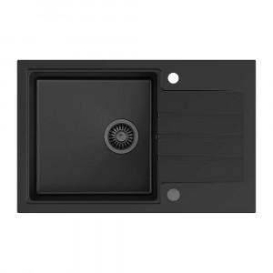 Chiuveta compozit incastrata Quadron Pop Peter 111 negru carbon 78x50 cm - Img 1