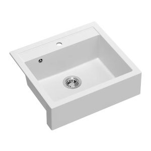Chiuveta compozit incastrata Quadron Unique Bill 110 alb - inox 60x54 cm - Img 5