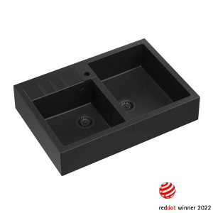Chiuveta compozit incastrata Quadron Unique Bill 120 negru carbon 90x62 cm - Img 1