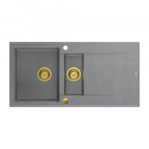 Chiuveta compozit incastrata Quadron Unique Evan 156 gri - auriu 100x50 cm - Img 1