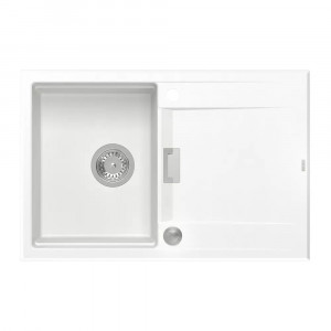 Chiuveta compozit incastrata Quadron Unique Oven alb - inox 76x50 cm - Img 1