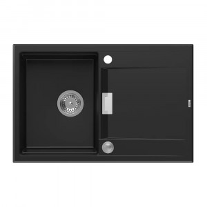Chiuveta compozit incastrata Quadron Unique Oven negru carbon - inox 76x50 cm - Img 1
