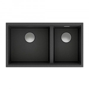 Chiuveta compozit sub blat Quadron Unique Clark negru - inox 84x49 cm