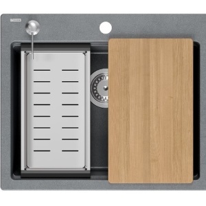 Chiuveta de bucatarie granit GREY Kurt 110, 59,5 x 50 x 21,5 cm - Img 4