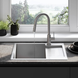 Chiuveta de bucatarie Inox PAUL, Model modern 60x48cm, Culoare Brush Nickel - Img 7