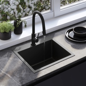 Chiuveta de bucatarie LEO, Model Modern 500x450mm, Culoare Black