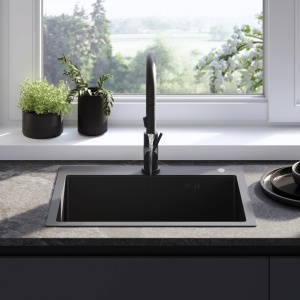Chiuveta de bucatarie LIAM, Model Modern 580x450mm, Culoare Black - Img 6
