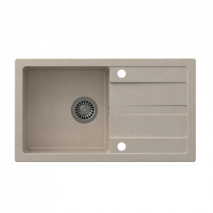 Chiuveta granit GO-MAX BEIGE 1 kit (77x44x17,5) + mixer color + sifon manual cu dop - Img 3