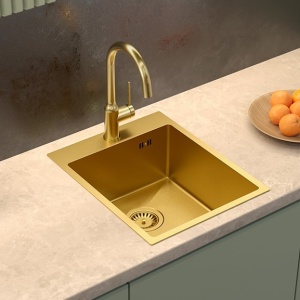 Chiuvetă RUSSEL 90 Steel PVD R10 aurie - Img 2
