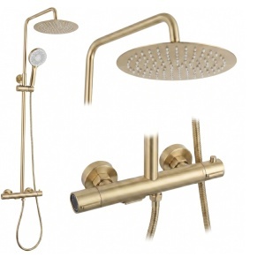 Coloana de dus cu termostat Drop Brush Gold