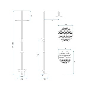 Coloana de dus cu termostat Lungo Diamond Copper - Img 4