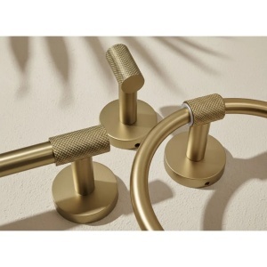 Cuier de baie minimalist Galo Brush Gold 5701 auriu periat - Img 4