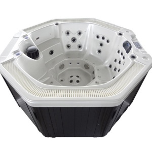 JACUZZI DE GRĂDINĂ 107 CARCASĂ ALB PERLAT ANTRACIT 220x220 CM - Img 4
