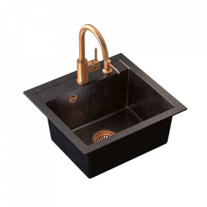 JOHNNY 110 Steingran Art Copper Black Pearl cu sifon manual, baterie Naomi și dozator - cupru perlat negru
