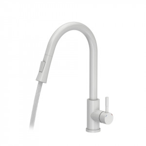 Julia Steinsteel Pull Out + Stream Change robinet mixer FOARTE ALB MAT - Img 2
