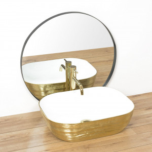 Lavoar ceramic pentru blat FLORIA Gold/Alb - Img 4
