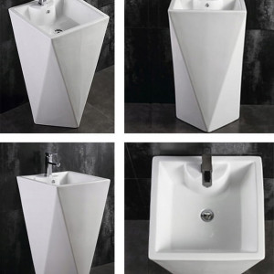 Lavoar de podea ROCK alb 47x47x83 cm - Img 3