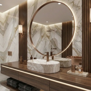 Lavoar pe blat Marcela 60 Kallisto – eleganță modernă și textură naturală pentru baia ta | disponibil pe Deppo - Img 2
